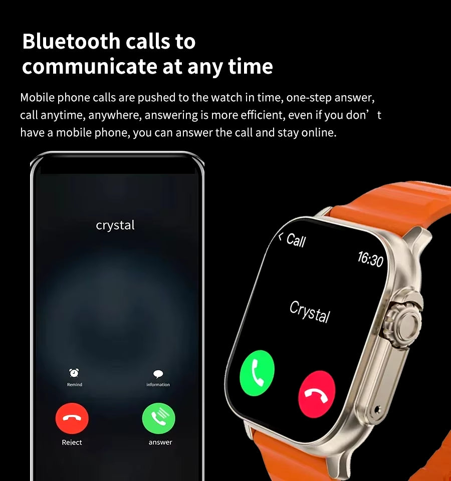 T900 Ultra Smartwatch - Bluetooth Communication, Message Alerts, Heart Rate Monitoring, and Sports Features for Android and iOS Users, Suitable for Men and Women