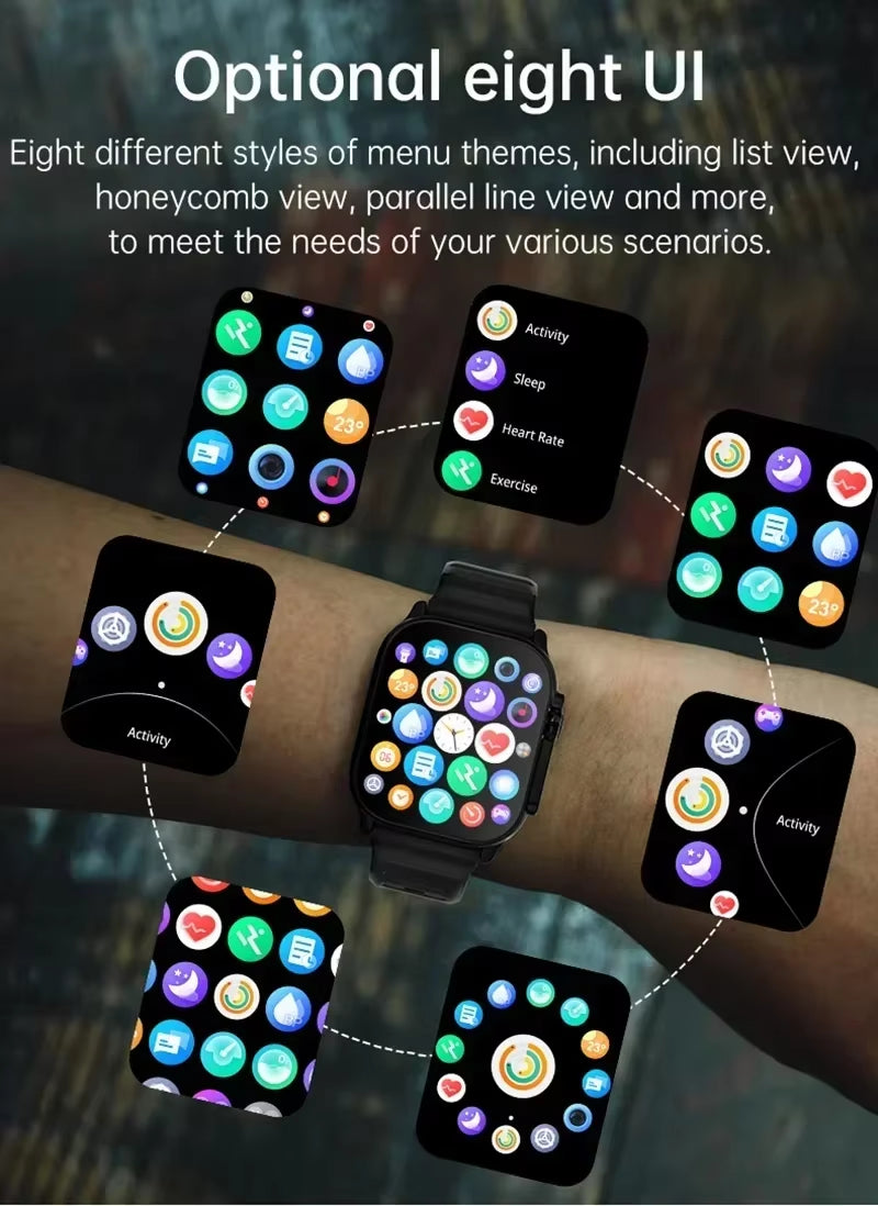 T900 Ultra Smartwatch - Bluetooth Communication, Message Alerts, Heart Rate Monitoring, and Sports Features for Android and iOS Users, Suitable for Men and Women