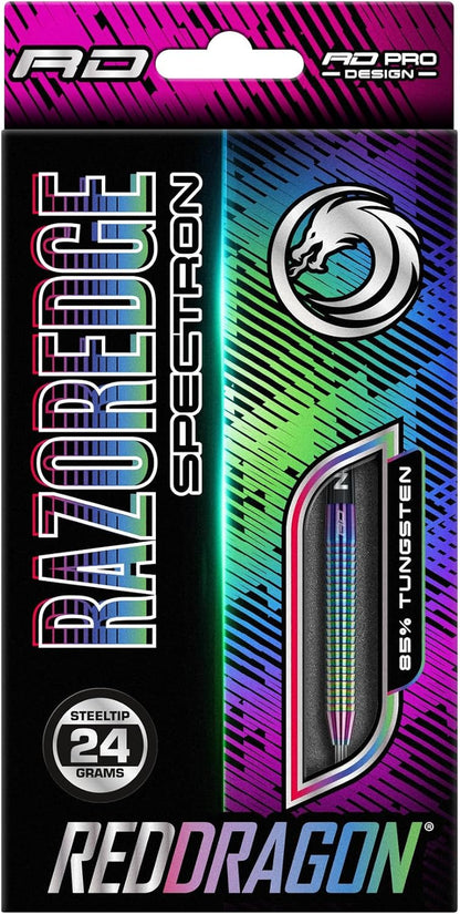 Razor Edge Spectron - Tungsten Professional Steel Darts Set with Flights and Shafts - Available in 20G, 22G, 23G, 24G, 26G