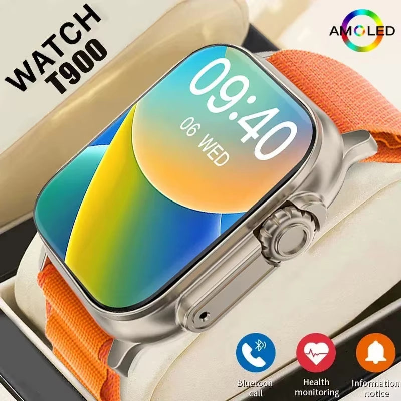 T900 Ultra Smartwatch - Bluetooth Communication, Message Alerts, Heart Rate Monitoring, and Sports Features for Android and iOS Users, Suitable for Men and Women